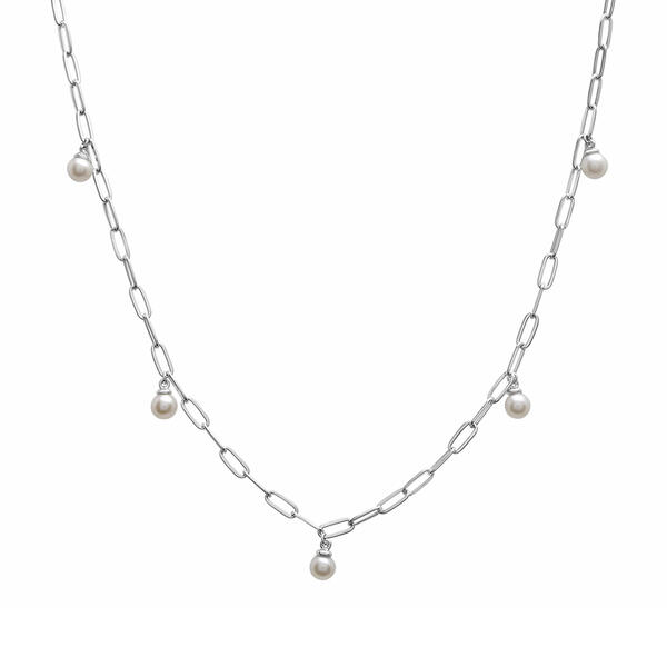 Gemstone Classics&#40;tm&#41; Sterling Silver Pearl Trendy Chain Necklace - image 