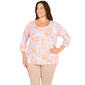 Plus Size Hearts of Palm Printed Essentials Jewel Neck Geo Tee - image 1