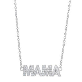 Sterling Silver Cubic Zirconia Mama Dangle Necklace