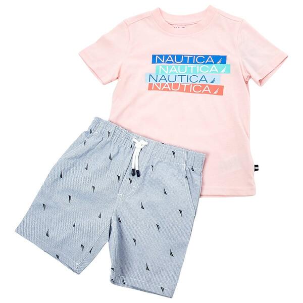 Toddler Boy Nautica Logo Tee & Pinstripe Woven Shorts - image 