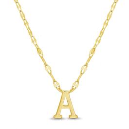 Sterling Silver Gold Polished A Initial Pendant Necklace