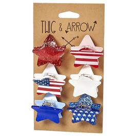 Womens Twig & Arrow 6pk. American Flag Star Claw Clips