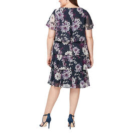 Plus Size SLNY Floral Tier Hem A-Line Dress