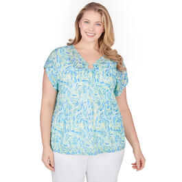 Plus Size Hearts of Palm Feeling Just Lime Watercolor Leaves Top