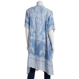 Womens Modena Viscose Blue Tone Damask Kimono