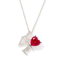 Ruby and Cubic Zirconia Love Heart Pendant