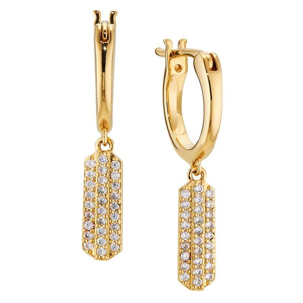 Ava Nadri 18kt. Gold Plated Brass Hoop With Pave Drop Earrings - image 