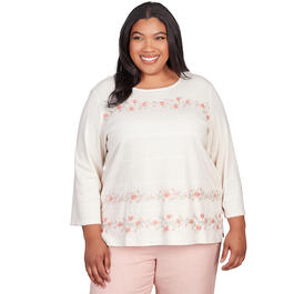 Plus Size Alfred Dunner English Garden Flower Embroidery Top