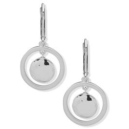 Chaps Silver-Tone Small Orbital Drop Leverback Earrings