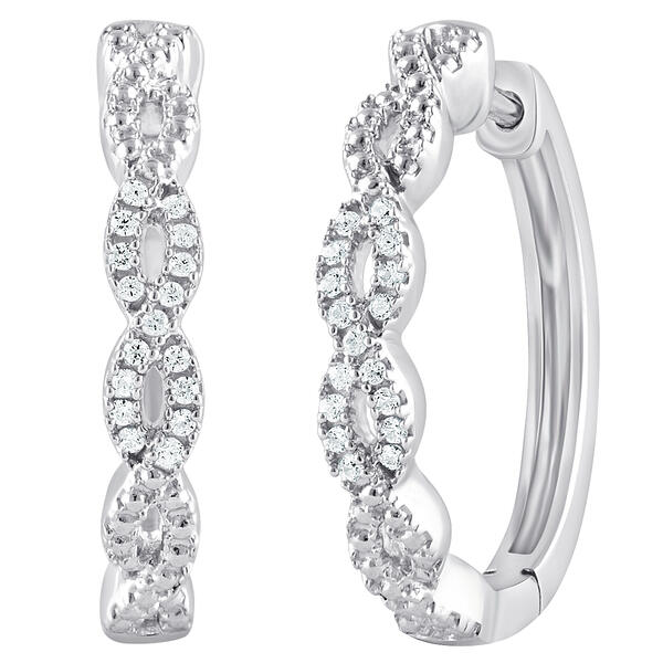 Diamond Classics&#40;tm&#41; 1/10ctw. Diamond Silver Twist Hoop Earrings - image 