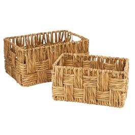 9th & Pike&#40;R&#41; Brown Wicker and Metal Baskets - Set of 2