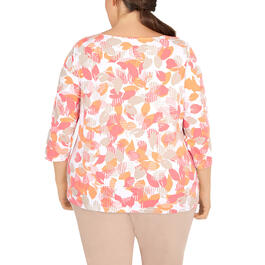 Plus Size Hearts of Palm Printed Essentials Citrus Tee