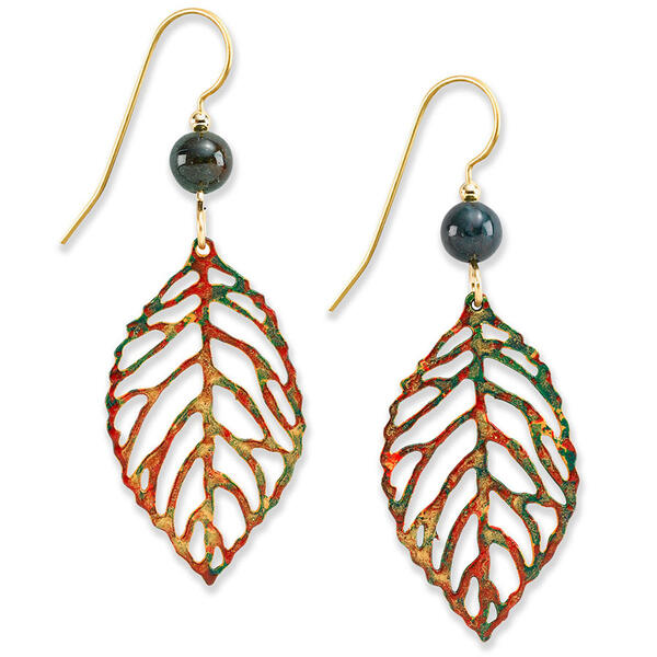 Silver Forest Gold-Tone & Multi Color Leaf Drop Earrings - image 
