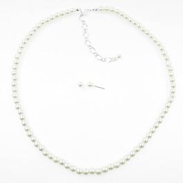 Rosa Rhinestones Pearl Stud & Necklace Set
