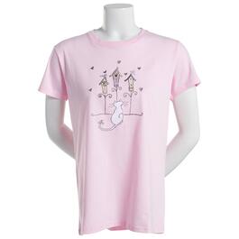 Womens Top Stitch by Morning Sun Cat & Birdhouses Tee