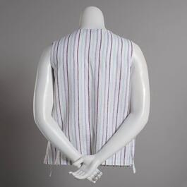 Plus Size Zac & Rachel Sleeveless V-Neck Striped Side Tie Blouse
