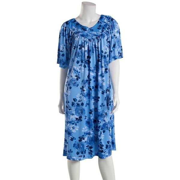Womens Casual Time Watercolor Floral Poly Nightgown - image 