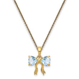 Gemstone Classics&#40;tm&#41; 14kt. Gold Blue Bow Pendant Necklace