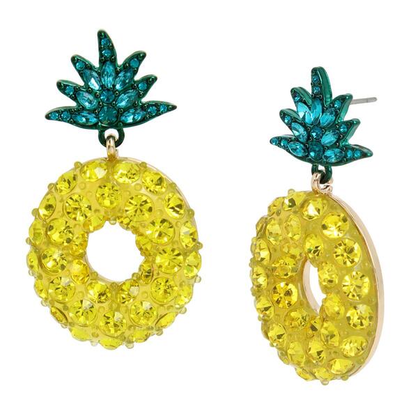 Betsey Johnson Pineapple Drop Earrings - image 