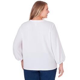 Plus Size Ruby Rd. By The Sea 3/4 Sleeve V-Neck Tie Front Tee