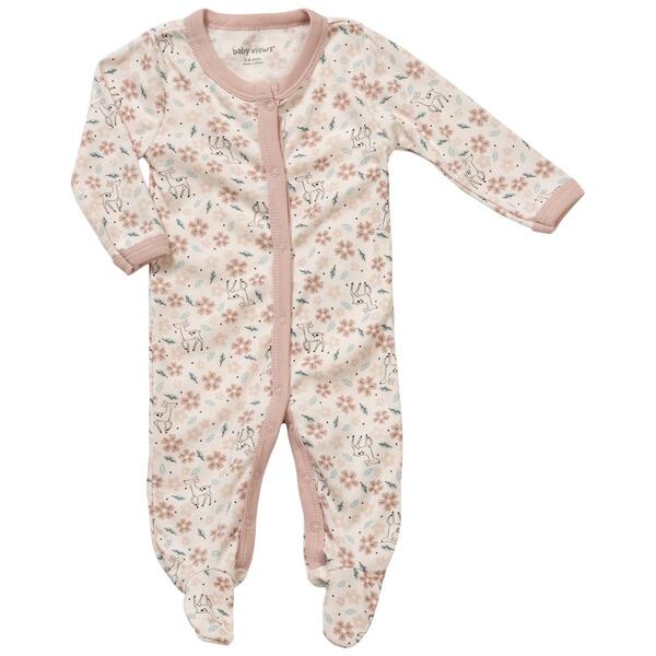 Baby Girl &#40;NB-9M&#41; baby views&#40;R&#41; Snap-Button Floral Deer Footie - image 