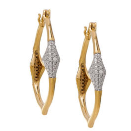 Gianni Argento Gold over Silver Marquise Shape Hoop Earrings