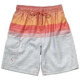 Young Mens Surf Zone Coral Stripes Swim Trunks - Coral