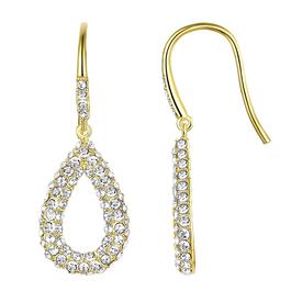 Gold Plated Crystal Teardrop Dangle Earrings
