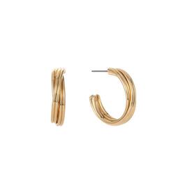Gloria Vanderbilt Gold-Tone Ribbed C Hoop Post Earrings