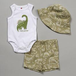 Baby Boy &#40;NB-9M&#41; Mini Hop 3pc. Strong Dino Bodysuit & Shorts Set