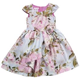 Girls &#40;7-16&#41; Bonnie Jean Short Sleeve Floral Mikado Cascade Dress