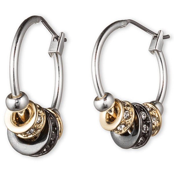 Nine West Tri-Tone Slider Hoop Earrings - image 