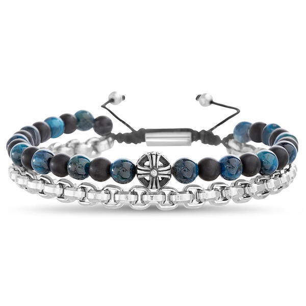 Mens Creed Mixed Stainless Steel Beaded Bracelet Set - image 