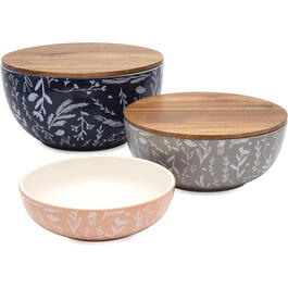 Thirstystone 3 Ceramic Bowls w/ 2 Wood Lids