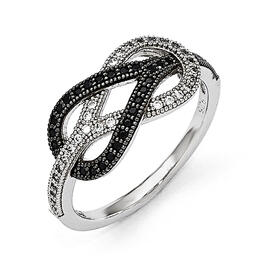 Sterling Silver Black & Clear CZ Polished Ring