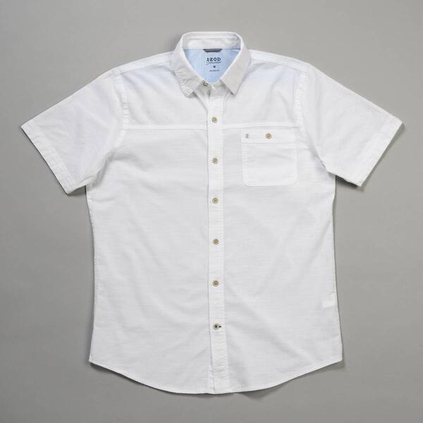 Mens IZOD&#40;R&#41; Chambray Short Sleeve Button Down Shirt - image 