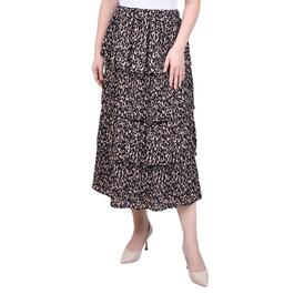 Petite NY Collection Tiered Pleated Animal Print Dobby Skirt
