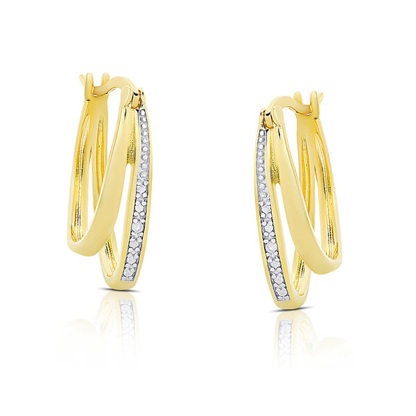 Gianni Argento Diamond Accent Double Hoop Earrings - image 
