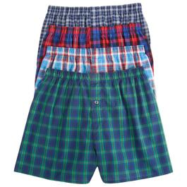 Mens Fruit Of The Loom 4pk. Assorted Plaid Woven Boxers