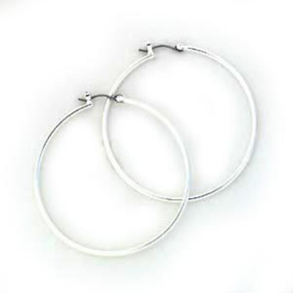 Nine West Large Silver-Tone Hoop Earrings - image 