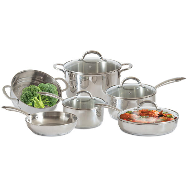 Healthy Living 10pc. Stainless Steel Cookware Set - image 