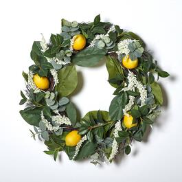 22in. Mixed Foliage & Lemon Spiral Vine Wreath