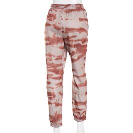 Juniors Pink Rose Tie Dye Urban Fleece Joggers - Mocha