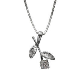Marsala Fine Silver Plated & Cubic Zirconia Leaf Necklace