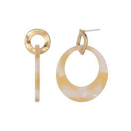 Bella Uno Worn Gold-Tone Metal and Caramel Door Knocker Earrings