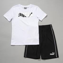 Boys &#40;8-20&#41; Puma 2pc. Tee & Shorts Set - White Traditional