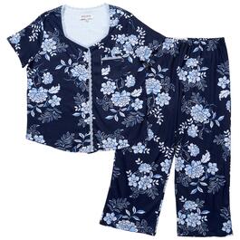 Womens Karen Nueburger Floral Bloom Button Capris Pajama Set