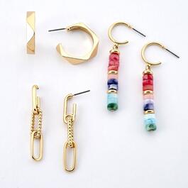 Ashley Cooper&#40;tm&#41; Gold-Tone Multi Color Beaded Trio Earrings