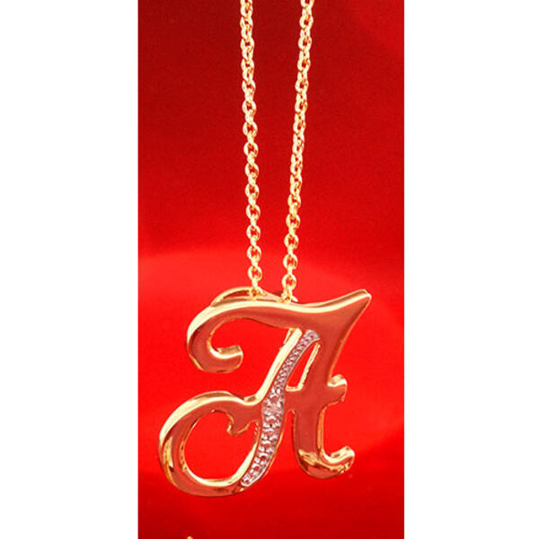 Accents by Gianni Argento Gold Initial A Pendant Necklace - image 