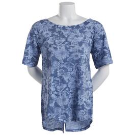 Womens The Sweatshirt Project Short Sleeve Floral Shirred Top